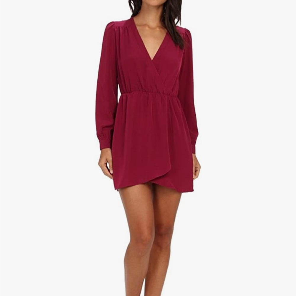 Brigitte Bailey Demri Wrap Long Sleeve Dress Small Sangria